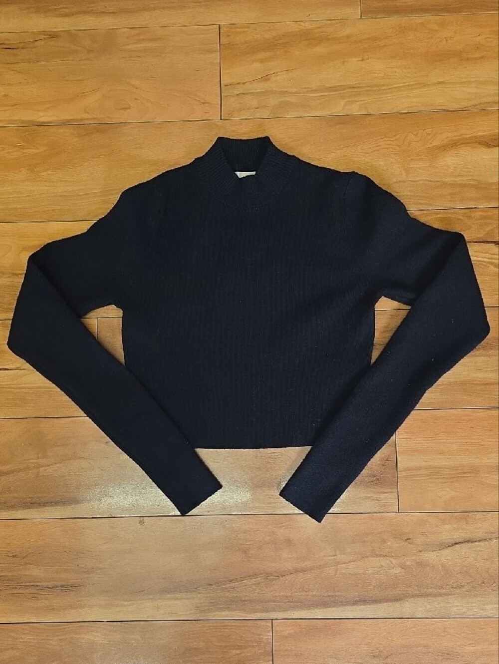 Altar'd State Mock Neck Stretch Cropped Knit Sweater Black Size XS